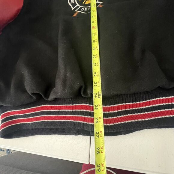 Vintage bomber Jacket DeLong Wool Sz 52 90s movie Backdraft 1991 Black Red Rare - Picture 6 of 12